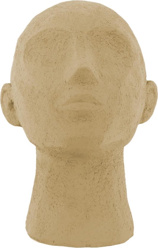 Present Time Ornament Face Art Up - Polyresin Zandbruin - 18,5x16x22,8cm - Scandinavisch