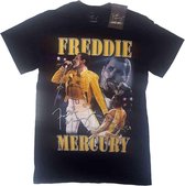 Tshirt Homme Queen - S- Freddie Mercury Live Homage Zwart