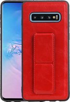 Grip Stand Hardcase Backcover - Telefoonhoesje - Achterkant Hoesje - Geschikt voor Samsung Galaxy S10 - Rood