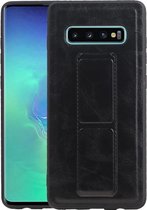 Grip Stand Hardcase Backcover - Telefoonhoesje - Achterkant Hoesje - Geschikt voor Samsung Galaxy S10 Plus - Zwart