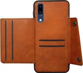 ADEL Kunstleren Back Cover Pasjeshouder Hoesje Geschikt voor Huawei P20 - Bruin