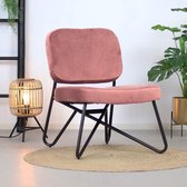 Bronx71® Fauteuil velvet Julia roze - Zetel 1 persoons - Relaxstoel - Kleine fauteuil - Fauteuil roze