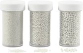 Creotime Deco mini ronde stenen van glas Wit 3 Stuks á 45 Gram