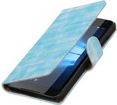 Wicked Narwal | Lizard bookstyle / book case/ wallet case Hoes voor Microsoft Microsoft Lumia 650 Turquoise