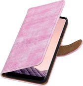 Wicked Narwal | Lizard bookstyle / book case/ wallet case Hoesje voor Samsung Galaxy S8 Plus Roze