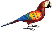 Tuinbeeld - beeld - metalen beeld rode papegaai - 18 cm hoog - voor huis en tuin