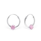 Aramat jewels ® - 925 sterling zilveren kinder oorringen met zirkonia rond roze