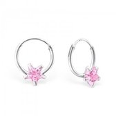 Aramat jewels ® - 925 sterling zilveren kinder oorringen met zirkonia ster roze