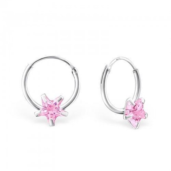 Aramat jewels ® - 925 sterling zilveren kinder oorringen met zirkonia ster roze