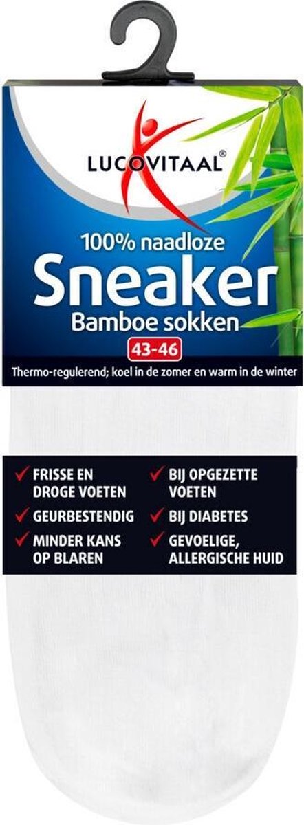 Lucovitaal Bamboe Sneakersok Wit maat 43-46 1 paar