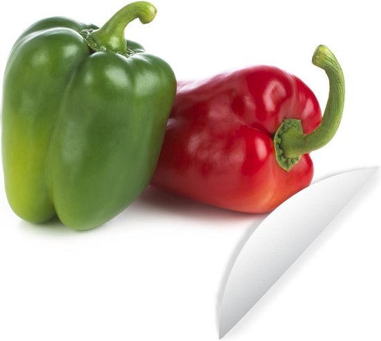 Poivrons rouges et verts sur fond blanc Sticker papier peint cercle ...