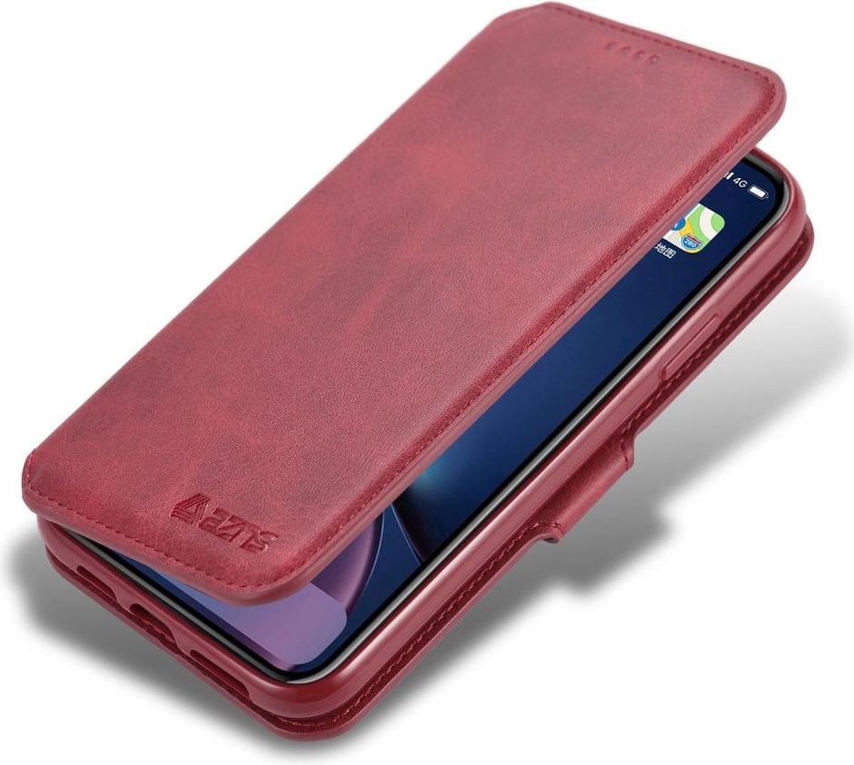 AZNS Hoesje Wallet Book Case met Stand Rood Geschikt voor Apple iPhone 12 Mini