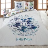 Harry Potter Dekbedovertrek Hogwarts - Tweepersoons - 200 x 200 cm - Wit