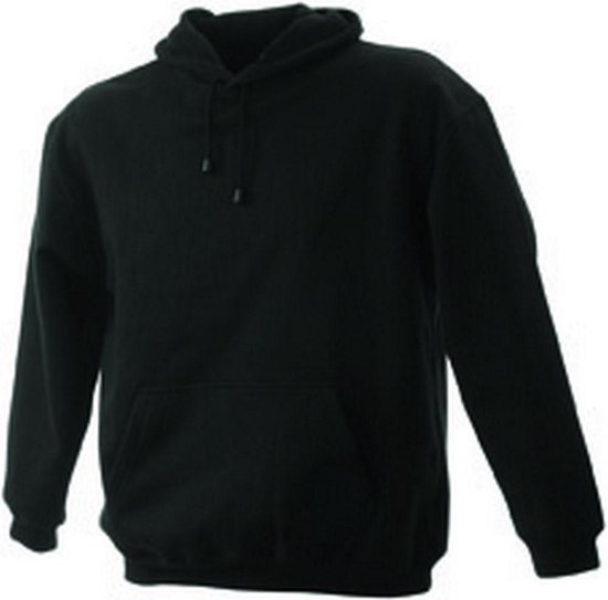 James and Nicholson Unisex Hooded Sweatshirt (Zwart)
