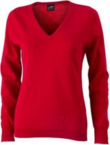 James and Nicholson Vrouwen/dames V-hals pullover (Rood)