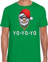 Gangster / rapper Santa fout Kerstshirt / Kerst t-shirt groen voor heren - Kerstkleding / Christmas outfit M
