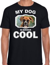 Boxer honden t-shirt my dog is serious cool zwart - heren - Boxer liefhebber cadeau shirt 2XL