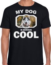Husky honden t-shirt my dog is serious cool zwart - heren - Siberische huskys liefhebber cadeau shirt S