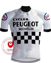 Retro Wielershirt Peugeot Wit/Zwart - REDTED (XXL)