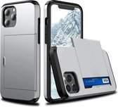 Kaarthouder case met slide geschikt voor Apple iPhone 12 Pro Max 6.7 inch - zilver
