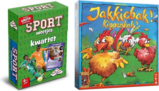Afbeelding van het spel Spellenbundel - Bordspel - 2 Stuks - Kwartet Sport Weetjes & Jakkiebak! Kippenkak!