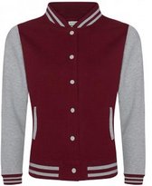 AWDis Vrouwen/dames Girlie Varsity Jacket (Bourgogne/Heather Grey)