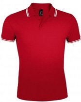 SOLS Heren Pasadena getipt korte mouw Pique Polo Shirt (Rood/Wit)