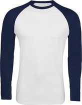 SOLS Heren Funky Contrast T-Shirt met lange mouwen (Witte/franse marine)