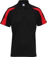 Awdis Gewoon Cool Mens Korte Mouw Contrast Paneel Poloshirt (Straalzwart / vuurrood)