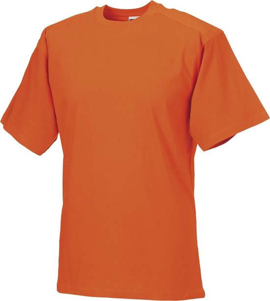 Russell Europa Heren Werkkleding Korte Mouwen Katoenen T-Shirt (Oranje)