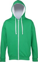 Awdis Heren Varsity Hooded Sweatshirt / Hoodie / Zoodie (Kelly Groen/Arctisch Wit)