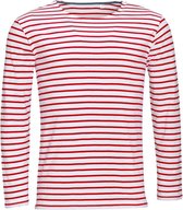 SOLS Heren Marine T-Shirt met lange mouwen (Wit/rood)