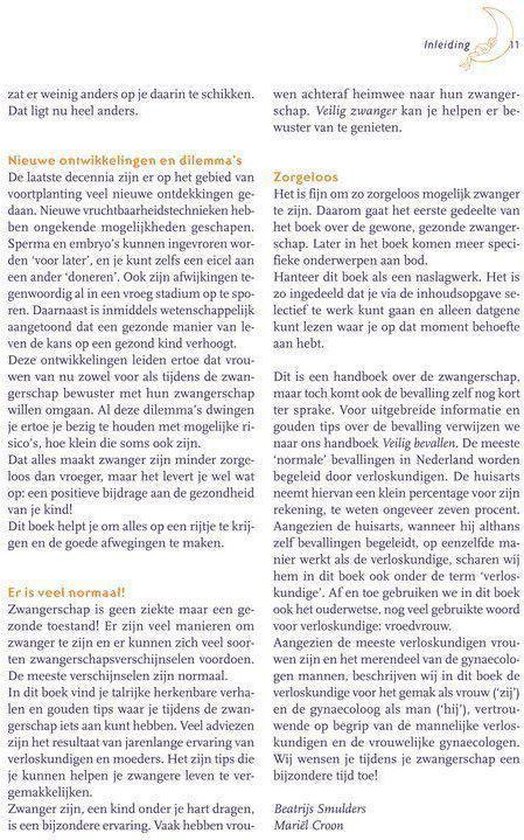 Pagina met informatie over het boek 'Veilig zwanger', auteurs en uitgever.