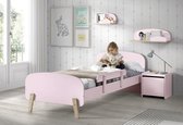 Vipack Bed Kiddy inclusief nachtkast en uitvalbeveiliging - 90 x 200 cm - roze