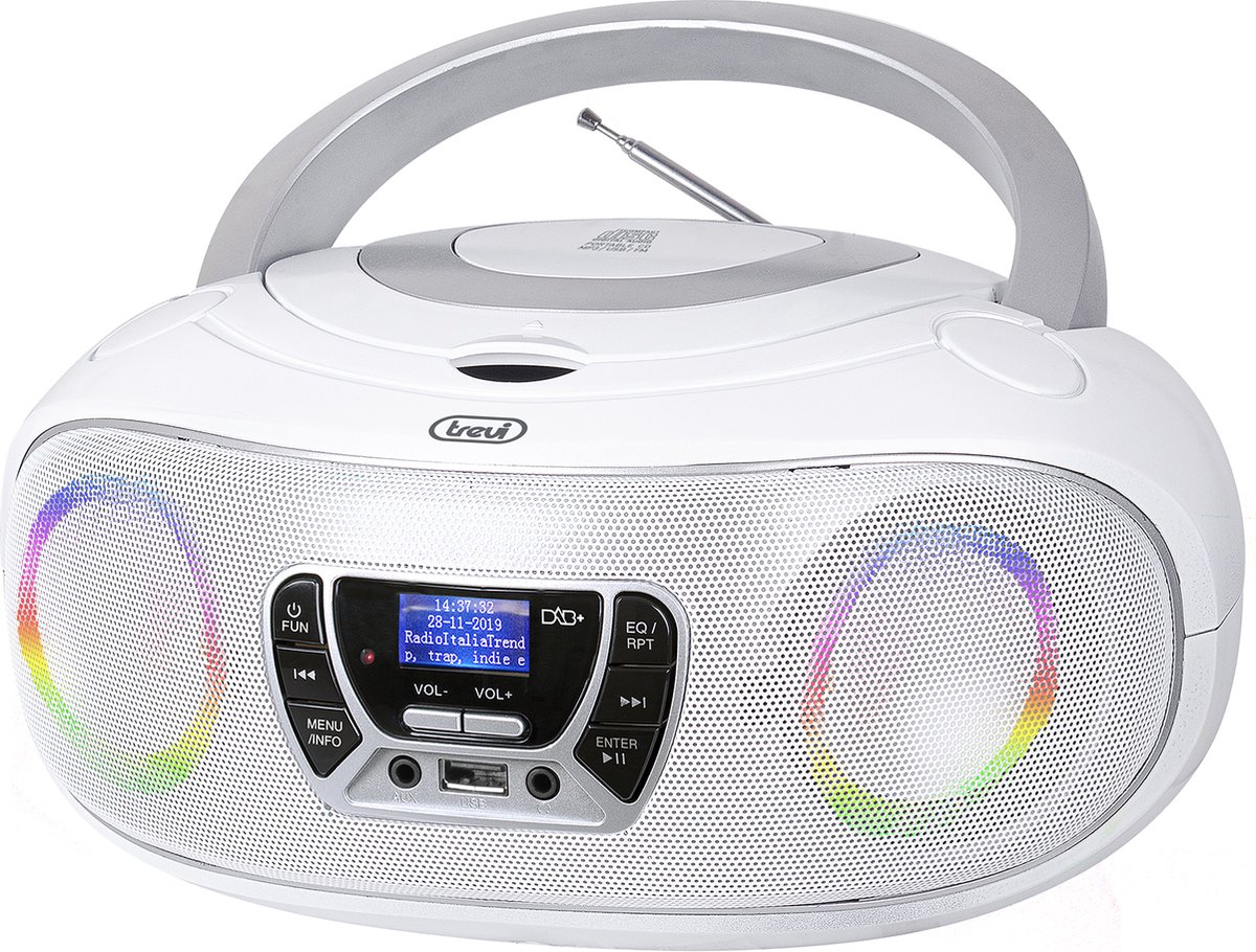 Draagbare boombox radio, DAB / MP3 / CD / USB / Aux-in - Trevi CMP583, wit