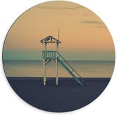 Dibond Wandcirkel - Strand Toren  - 60x60cm Foto op Aluminium Wandcirkel (met ophangsysteem)
