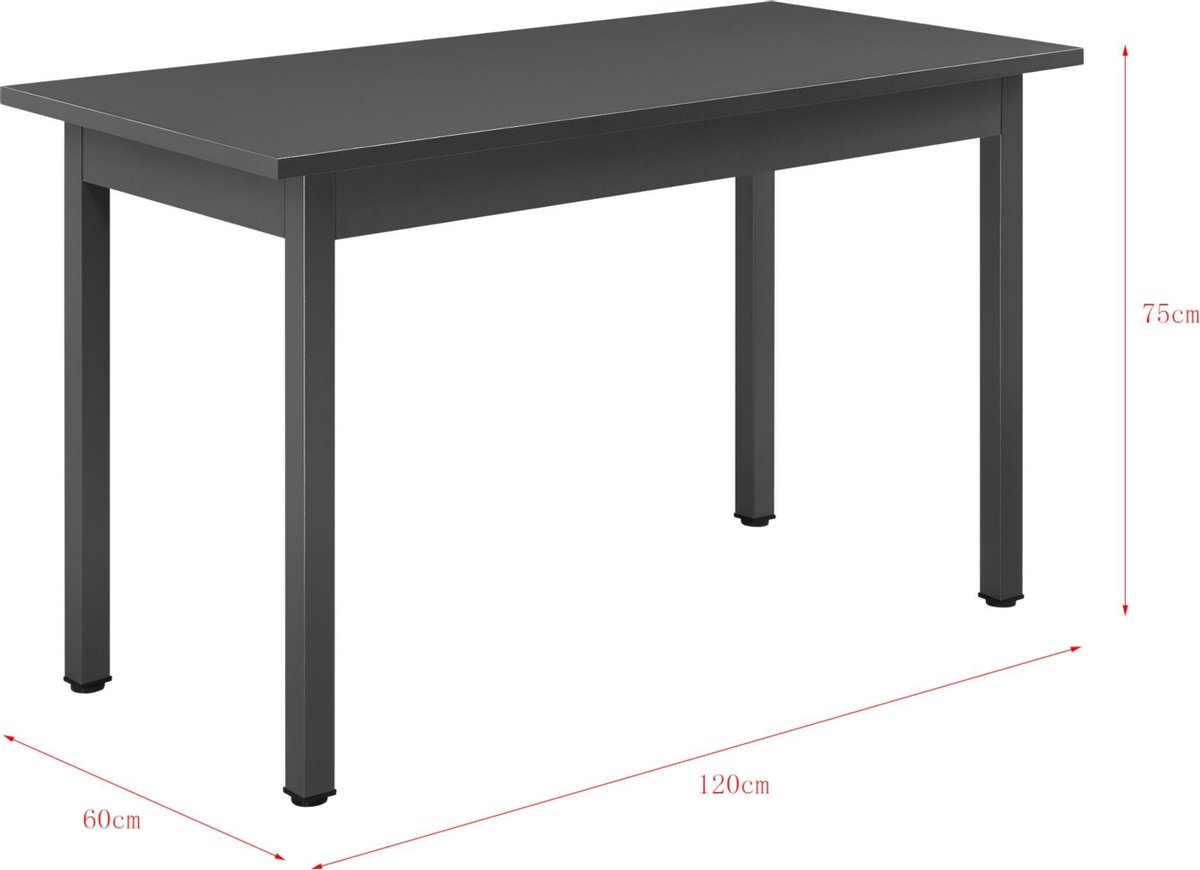 Eettafel bureau 120x60x75 - 76,4 cm opvouwbaar verstelbaar donkerbruin