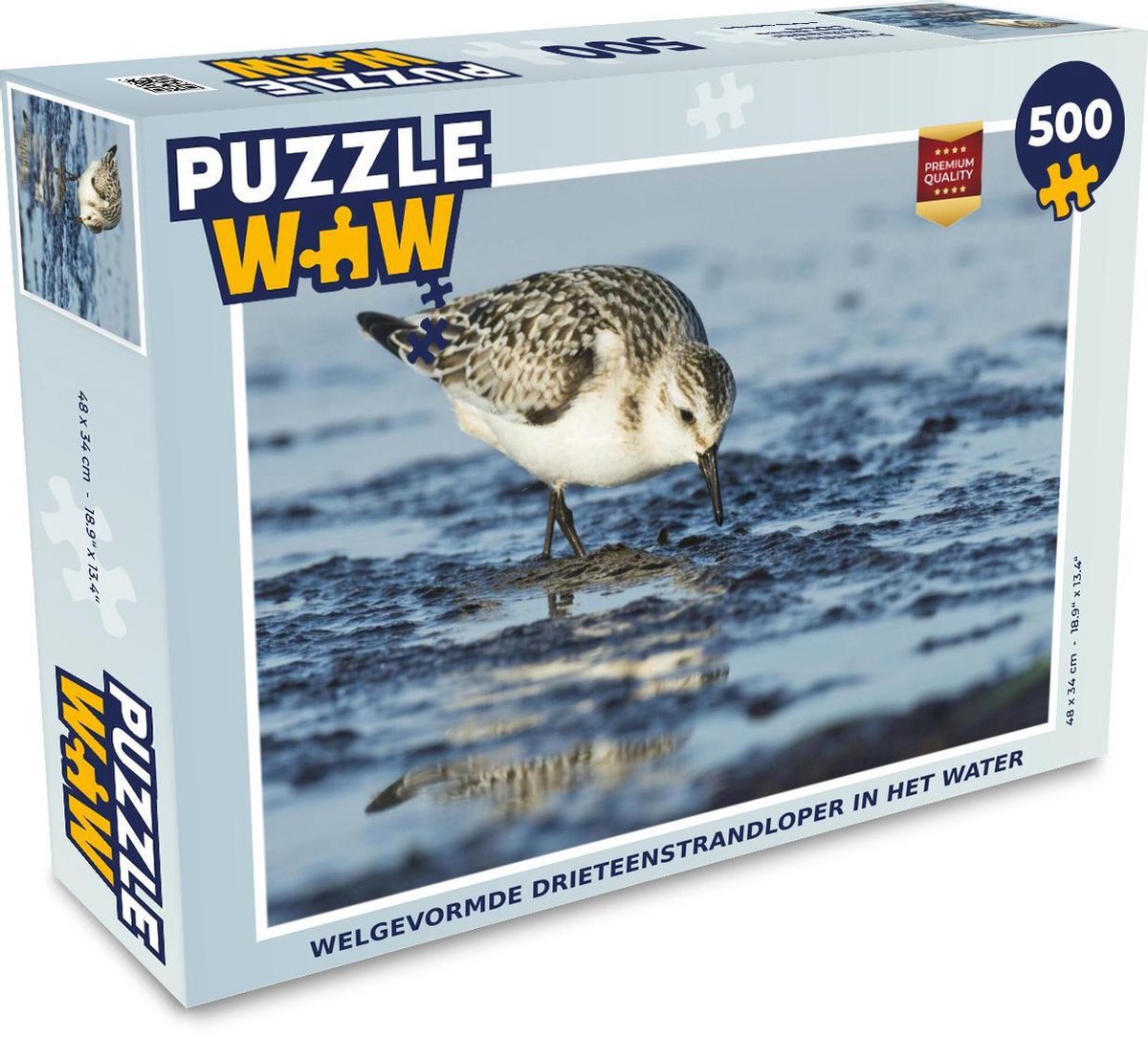 Puzzel 500 stukjes Drieteenstrandloper - Welgevormde drieteenstrandloper in het water  - PuzzleWow heeft +100000 puzzels