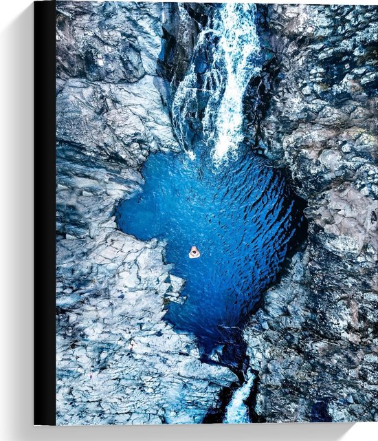 Canvas  - Berglandschap met Waterval - 30x40cm Foto op Canvas Schilderij (Wanddecoratie op Canvas)