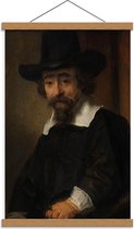 Schoolplaat – Oude meesters - Portret van Ephraïm Bueno, Rembrandt van Rijn - 40x60cm Foto op Textielposter (Wanddecoratie op Schoolplaat)