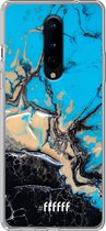 OnePlus 8 Hoesje Transparant TPU Case - Blue meets Dark Marble #ffffff