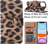 iPhone 12 / 12 Pro Hoesje Luipaard print cover Bookcase