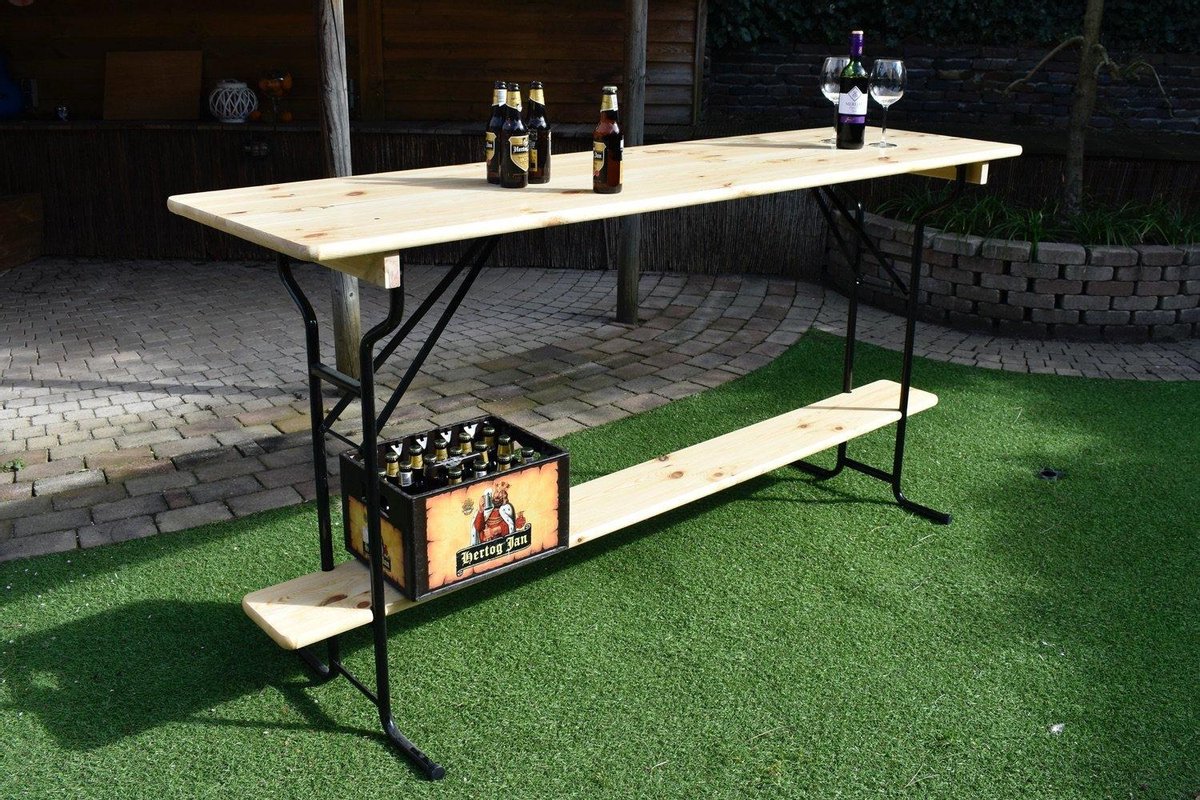 Statafel biertafel 180 x 60 Premium Zwart onderstel Blad