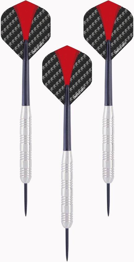 Afbeelding van het spel 2x Set van 3 dartpijlen Longfield darts nickel silver 23 grams - Darten/darts sport artikelen pijltjes nickel silver - Kinderen/volwassenen