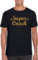 Super Coach cadeau t-shirt met gouden glitters met zwart voor heren -  Bedankt cadeau voor een coach XL