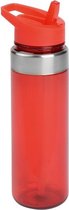 Transparant/rood drinkfles/waterfles met draaglus 650 ml  - Sportfles