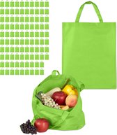 Relaxdays 100 x boodschappentas - stoffen tas - effen gekleurd opvouwbaar - 50x40 – groen
