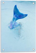Tuinposter – Blauwe Zeemeermin staart in het Water - 40x60cm Foto op Tuinposter  (wanddecoratie voor buiten en binnen)
