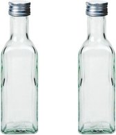 10x Glazen flesjes met schroefdop - Vierkant - 100 ml - Vierkante glasflessen / flessen met schoefdoppen