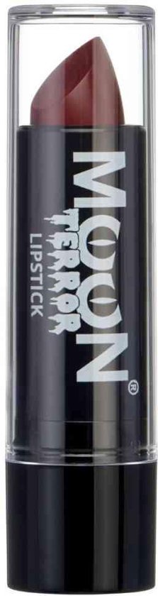 Bruinrode Moon Terror lippenstift in transparante verpakking.